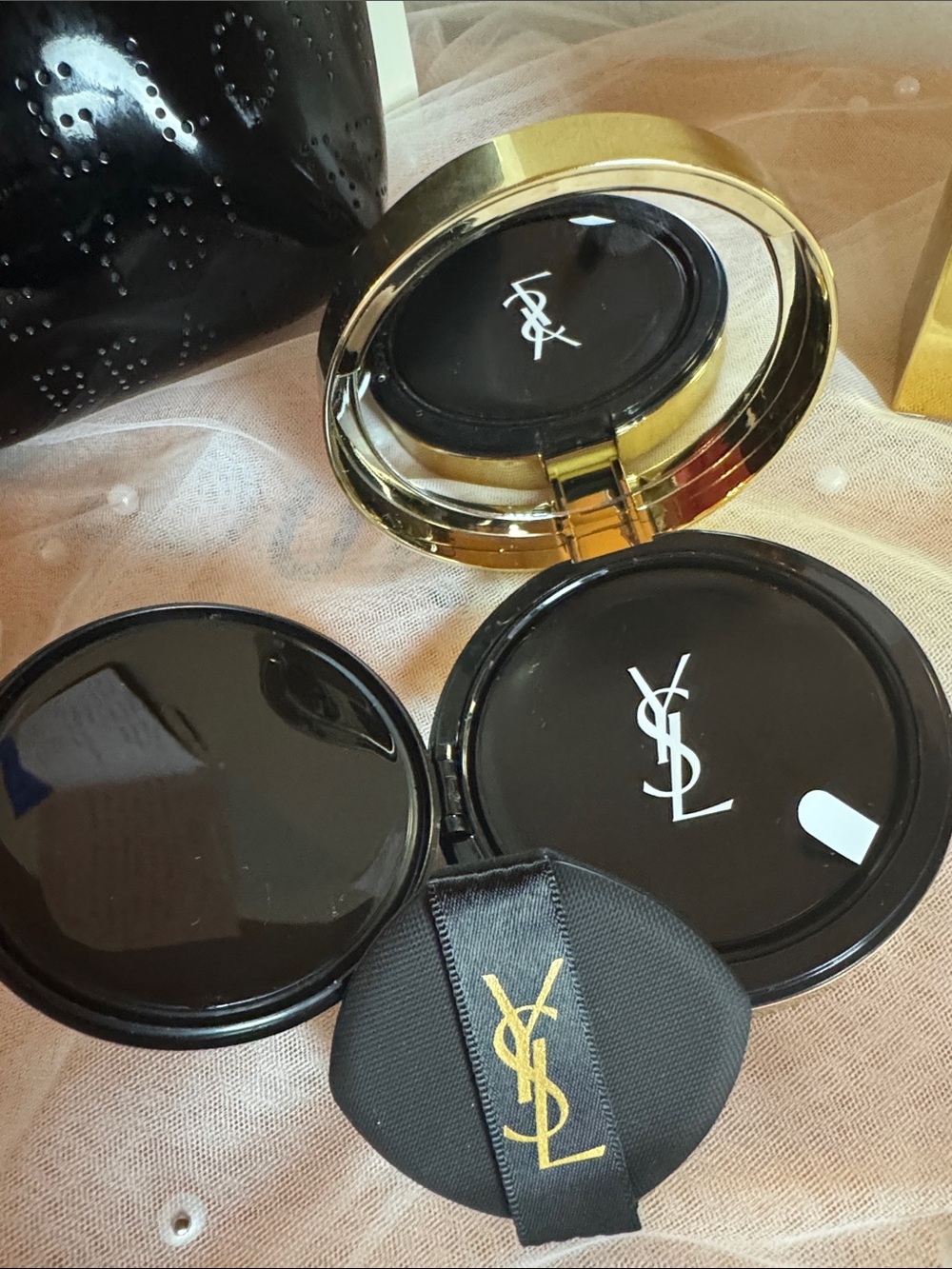 Yves Saint Laurent Black & Gold Compact Foundation and Lipstick Set - Picture 6 of 16